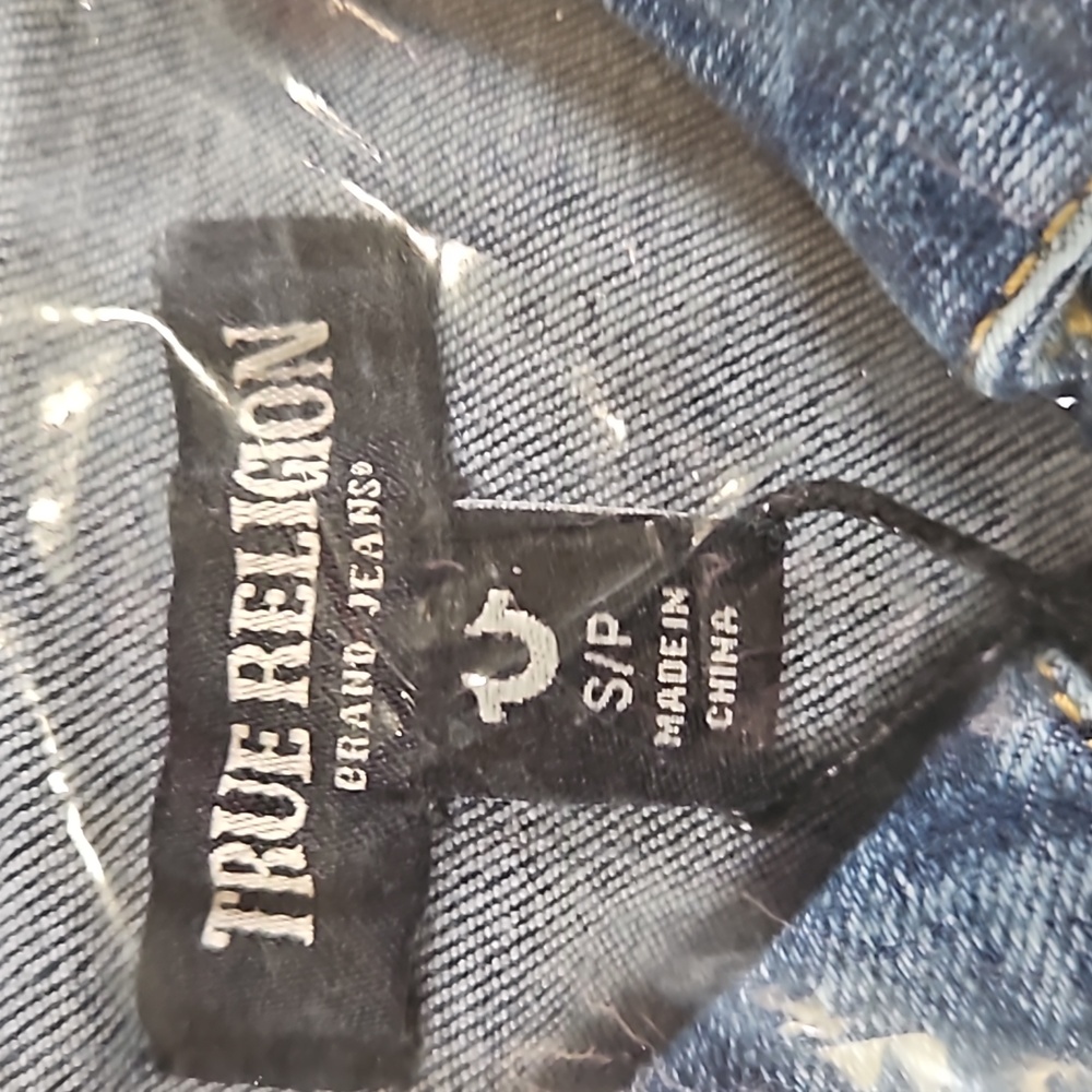 TRUE RELIGION DENIM FLARE JUMPSUIT SIZE SMALL COLOR GHOST WAVE - Picture 15 of 16